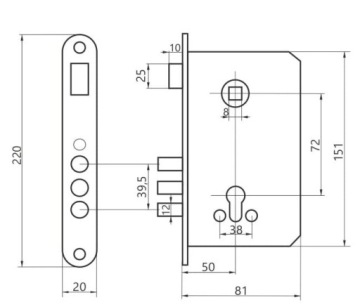 ДВЕРНОЙ ЗАМОК JANIA BLOCK 72/50 ВСТАВКА Z229