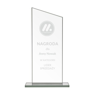 Nagroda firmowa statuetka szklana 17 cm z grawerem
