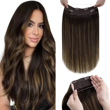 WŁOSY NATURALNE CIMNY BRĄZ LAAVOO CLIP-IN 35 CM