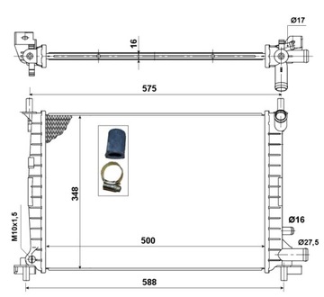 CHLADIČ MOTORU FORD FIESTA (95-) 1.1 I / 500X35