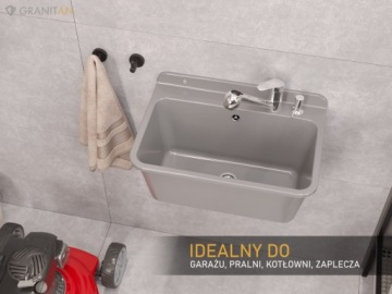 UTILITY РАКОВИНА, БОЛЬШАЯ техническая камера, ГЛУБОКАЯ раковина, серый СИФОН