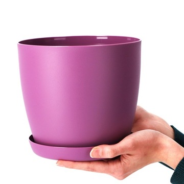 КРЫШКА НА ЦВЕТОЧНЫЙ ВАЗ ЦВЕТОЧНЫЙ ВАЗ 14см ДЛЯ ЦВЕТОВ МАТОВАЯ ФИОЛЕТОВАЯ ПЛАСТИКОВАЯ ПОДСТАВКА