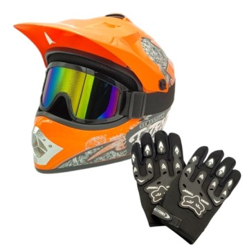 KASK DLA DZIECKA DZIECIĘCY CROSS ROWER NA CROSSA QUADA LEKKI M ZESTAW