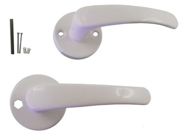 KLAMKA BISZKOPT BIAŁA ROZETA OKRĄGŁY SZYLD