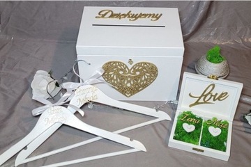 свадебный набор, коробка для конвертов, обручальные кольца, вешалки