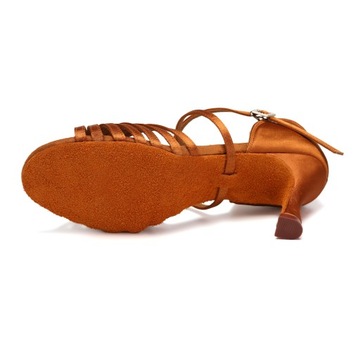 Танцевальная обувь танцевальная комфортабельная латиноамериканская коричневая 7,5 см