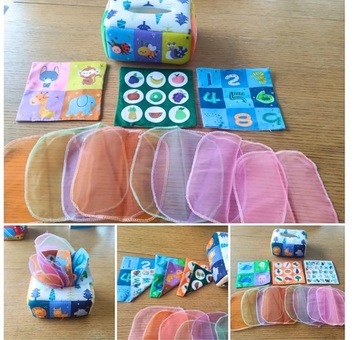 SORTER PUDEŁKO Z CHUSTECZKAMI PLUSZOWE SENSORYCZNE MONTESSORI ZWIERZĄTKA