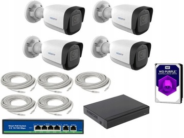 Monitoring 4 kamery tubowe 2Mpx PoE ViDI-IPC-32T