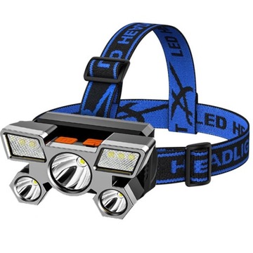 НАГОЛОВНЫЙ ФОНАРЬ 5 светодиодов МОЩНЫЙ XPE USB-АККУМУЛЯТОР