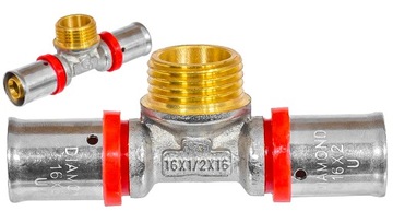 TRÓJNIK REDUKCYJNY ZAPRASOWYWANY PEX ALUPEX FI 16x1/2x16 GZ MOSIĄDZ DIAMOND