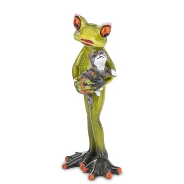 Figurka żaba z kotem na urodziny dekoracja 15,5 cm
