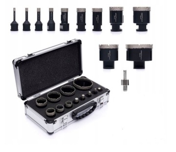 ZESTAW OTWORNIC DIAMENTOWYCH W WALIZCE 6-68mm 11sz DO GRESU PŁYTEK CERAMIKI