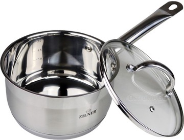 Duży Rondel Z Pokrywką 2.4L Srebrny 18cm ZILNER