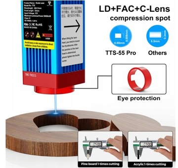 Новый лазерный гравировальный станок Twotrees TTS-55 Pro, 40 Вт, режущий плоттер, 30000 мм/мин.