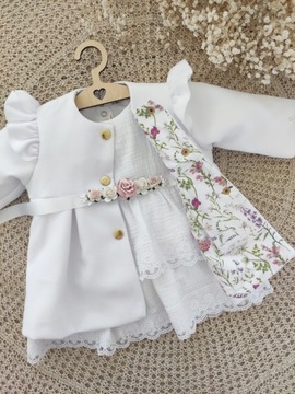 Крестильное пальто для девочки Адель 80 белое.