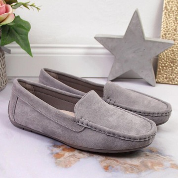 МОКАСИНЫ ЗАМШЕВЫЕ СЕРЫЕ, ПРОФИЛИРОВАННАЯ Стелька 37