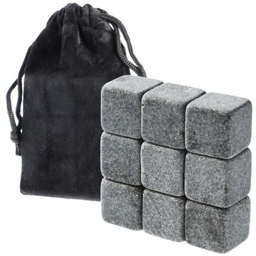 KAMIENIE KOSTKI DO WHISKY KAMIENNE Z WORKIEM