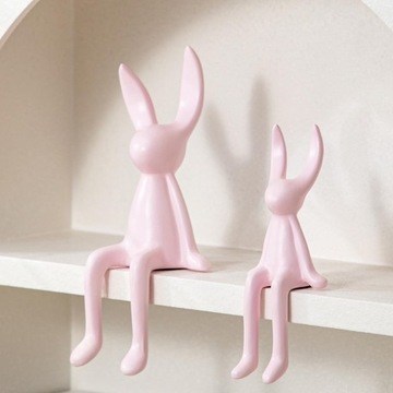 2 sztuki ceramiczne siedzące dekoracje figurki półka ozdoba abstrakcyjne zwierzę różowy