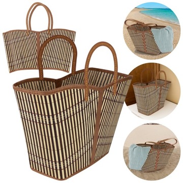 БАМБУКОВАЯ СУМКА С РУЧКАМИ ПЛЯЖНАЯ УНИВЕРСАЛЬНАЯ ПРОГУЛОЧНАЯ СУМКА ДЛЯ ПОКУПОК