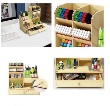 DREWNIANY ORGANIZER na biurko PRZYBORNIK Szufladka Biurkowy