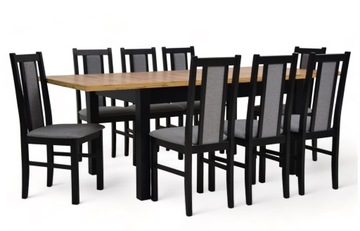 Rozkładany stół 90x140/210 cm + 8 krzeseł drewniane Wybór kolorów
