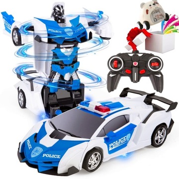 ROBOT ZDALNIE STEROWANY AUTO 2W1 RADIOWÓZ POLICJA PREZENT+ PREZENTY