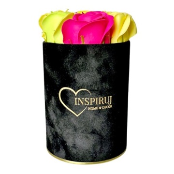 ЦВЕТОЧНАЯ КОРОБКА С МЫЛЬНЫМИ ЦВЕТАМИ ПОДАРОЧНЫЕ ЦВЕТЫ МЫЛЬНЫЕ РОЗЫ ВЕЛЮРОВАЯ КОРОБКА