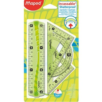 ZESTAW MAPED FLEX MINI LINIJKA 2 EKIERKI KĄTOMIERZ