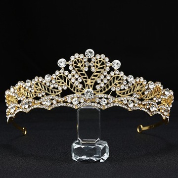 Diadem dla nowożeńców Złoty Rhinestone Księżniczka