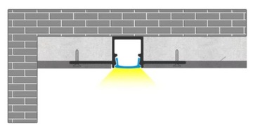 Profil LED Regips 1m Do Taśm LED Anodowany klosz mleczny zaślepki Zestaw