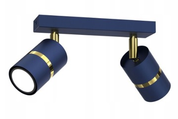 EWILIGHT Lampa sufitowa wisząca regulowana listwa TUBE 2xGU10 nieb/złoty