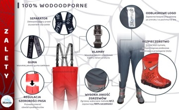 Spodniobuty dziecięce 3Kamido, wodery, spodniobutki, SPIDER, czerwone r. 24