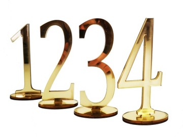 Numerki na stół weselny złote 16 cm