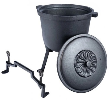 Казан чугунный, Венгерский ОХОТНИЧИЙ ГОРШОК, ВЫПЕЧКА, для костра ГРИЛЬ - 8л