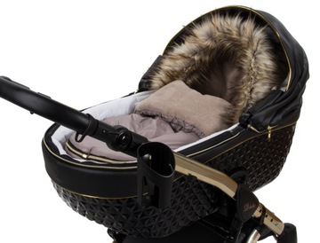 ŚPIWOREK z futrem wózek fotelik ocieplony aksamitnym pluszem PREMIUM 110 cm