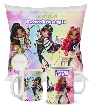 ZESTAW KUBEK PODUSZKA RAINBOW HIGH prezent + IMIĘ