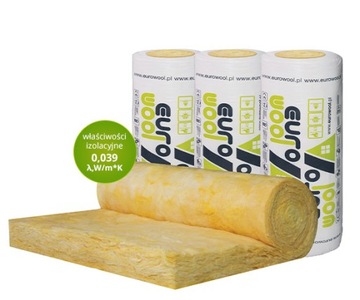 WEŁNA ATESTOWANA MINERALNA MATA SZKLANA EUROWOOL 0,039 10CM 10,8M2