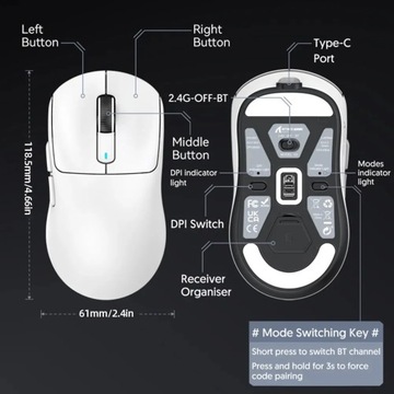 X3 bezprzewodowa mysz kompatybilna z Bluetooth typ