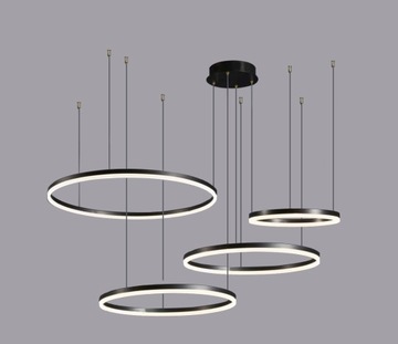 LAMPA LED RING CZARNA LAMPA WISZĄCA 80/60/80/40CM