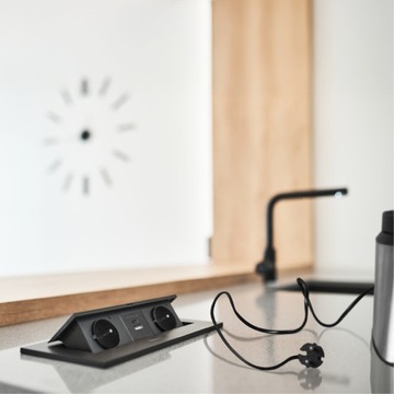 Gniazdo wpuszczane chowane w blat nablatowe USB USB-C STALOWE