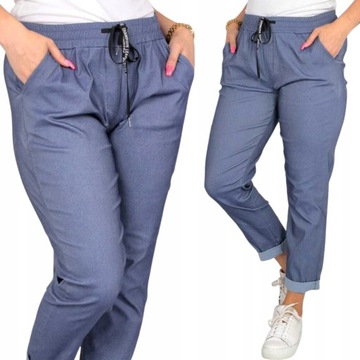 SPODNIE DAMSKIE RURKI CYGARETKI ELEGANCKIE KLASYCZNE 52 6XL JASNY JEANS