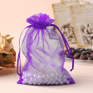 ORGANZA BAGS LAVENDER JEWELLERY BAG FIOLETOWE WORECZKI Z ORGANZY 100SZT