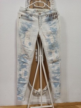 LABINDUSTRIS Spodnie jeans przetarcia marmurek 38