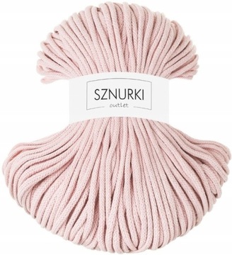 Sznurki Outlet bawełniany 5mm 100m Pastelowy róż