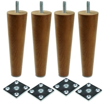 Nogi Nóżki 15 cm Drewniane orzech + blachy zestaw