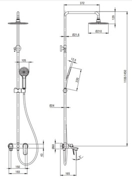 ДОЖДЕВОЙ ДУШ DEANTE CORIANDER С ХРОМИРОВАННЫМ КРАНОМ ДЛЯ ВАННЫ