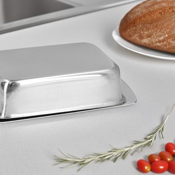 Масленка, стальной маслосборник с крышкой, 16,5x10x4,5 см.