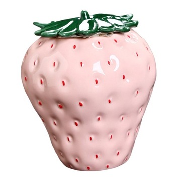 Ceramiczny, szczelny pojemnik do przechowywania w kształcie truskawki, przenośny, różowy