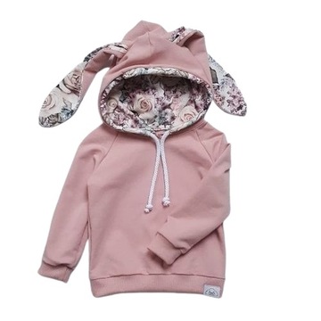 bluza dresowa dziecięca kaptur kwiaty uszy HIT