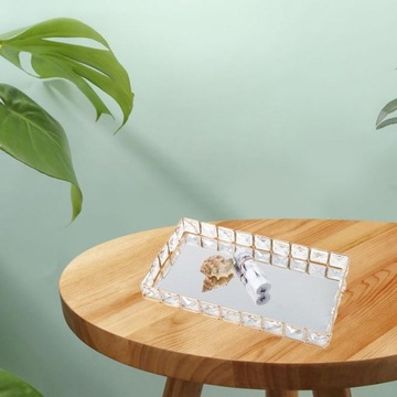 Elegancka, lustrzana, kryształowa taca prostokątna Glam